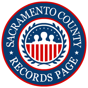 A round red, white, and blue logo with the words 'Sacramento County Records Page' for the state of California.